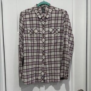 Eddie Bauer Women’s Plaid Button-Down Shirt - Gray & Purple